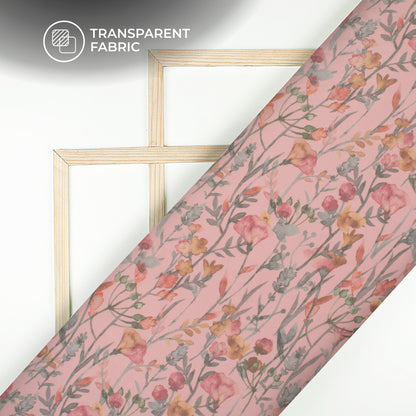 Trendy Vintage Rose Floral Digital Print Matt Organza Fabric