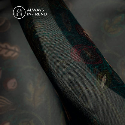 Groovy Floral Digital Print Matt Organza Fabric