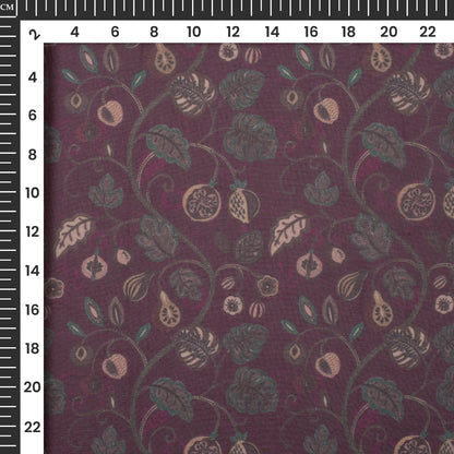 Groovy Grape Floral Digital Print Matt Organza Fabric