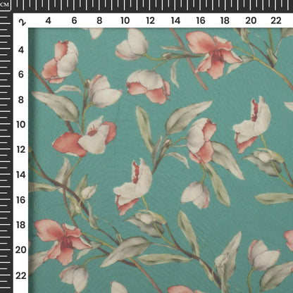 Lovely Pine Floral Digital Print Matt Organza Fabric