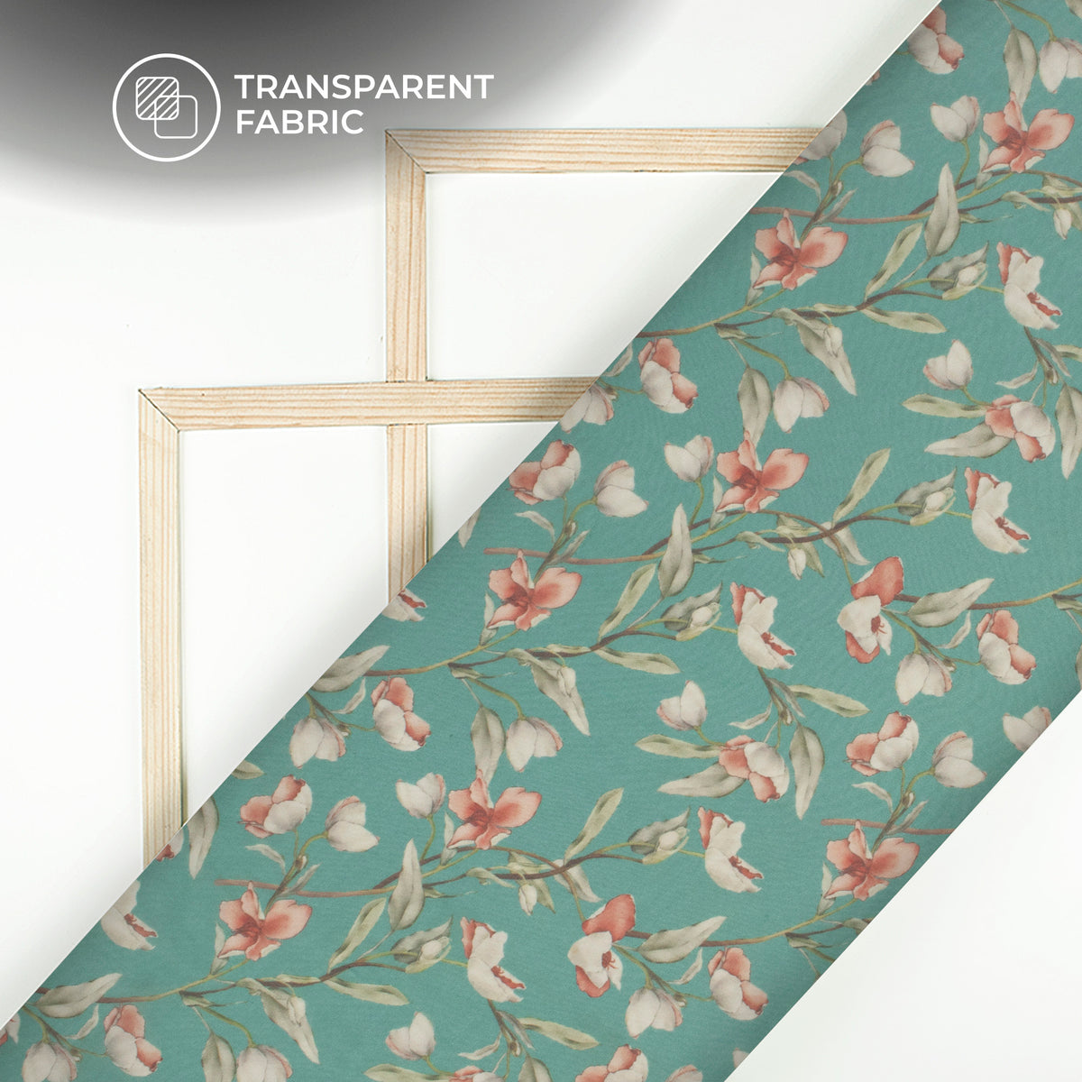 Lovely Pine Floral Digital Print Matt Organza Fabric