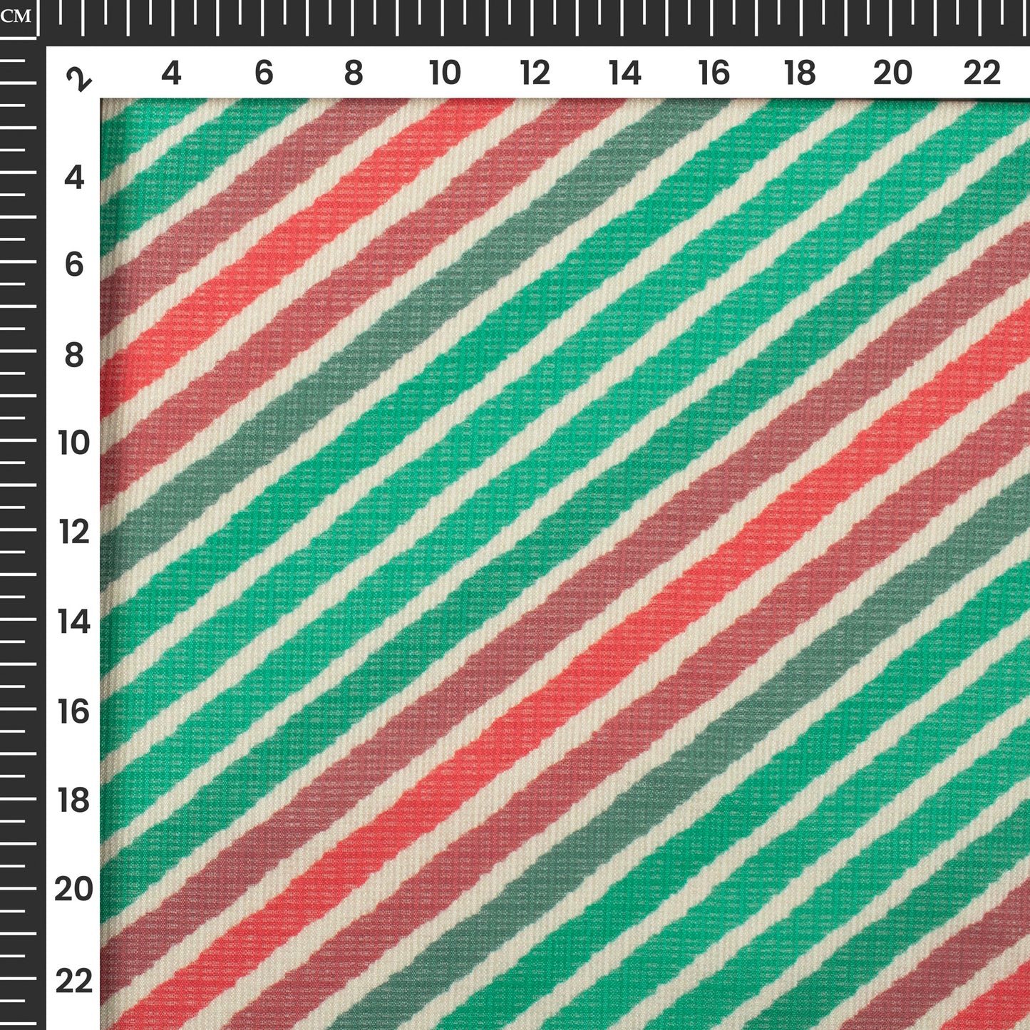 Green And Red Leheriya Digital Print Kota Doria Fabric