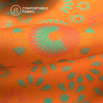 Trendy Anciant Floral Digital Print Moss Crepe Fabric