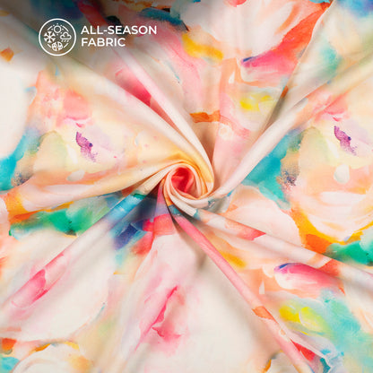 Beautiful Tye Dye Floral Digital Print Moss Crepe Fabric