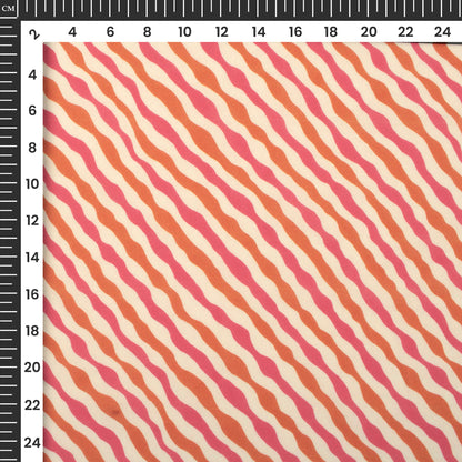 Rust Orange Leheriya Digital Print Moss Georgette Fabric(Width 56 Inches)