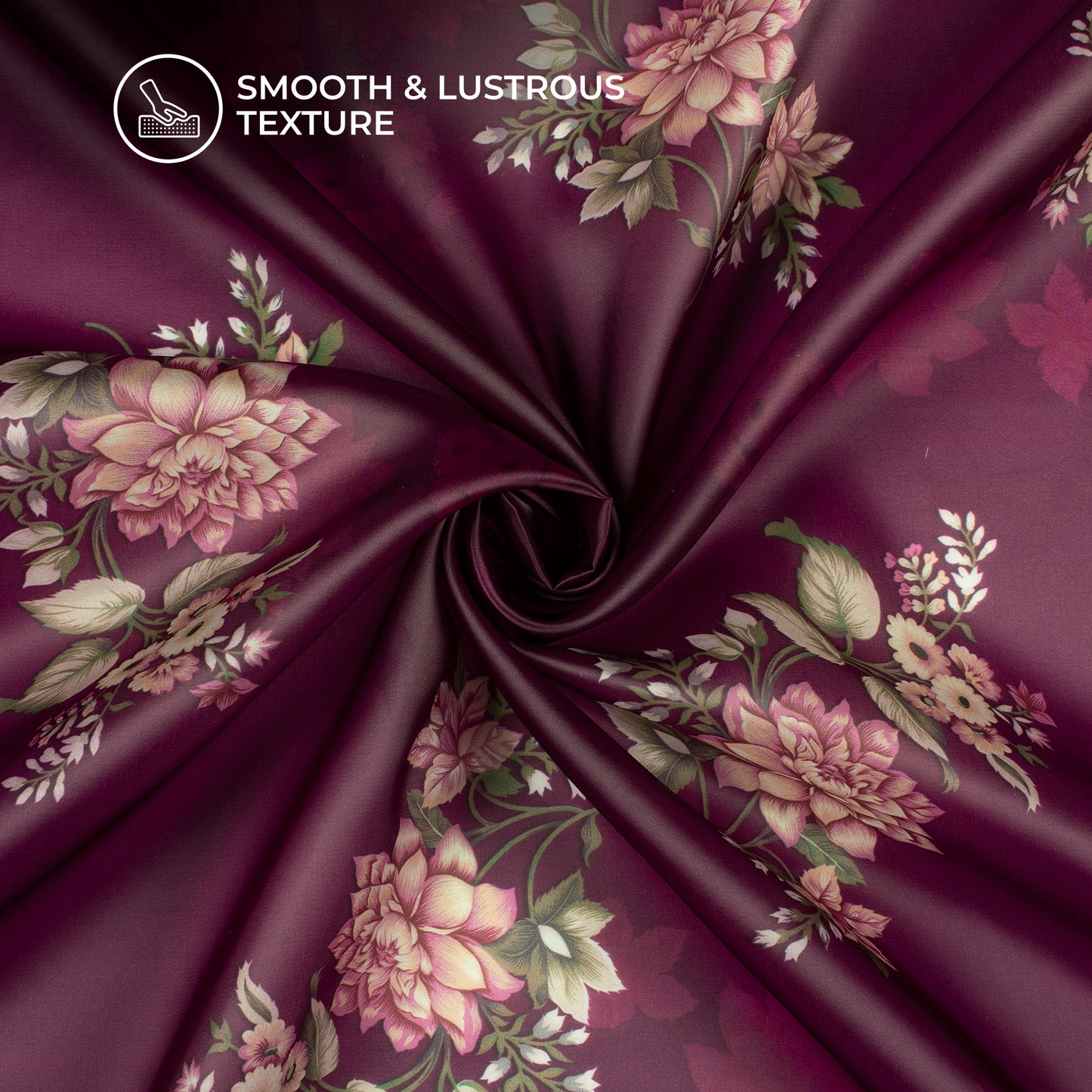 Attractive Purple Floral Digital Print Organza Satin Fabric