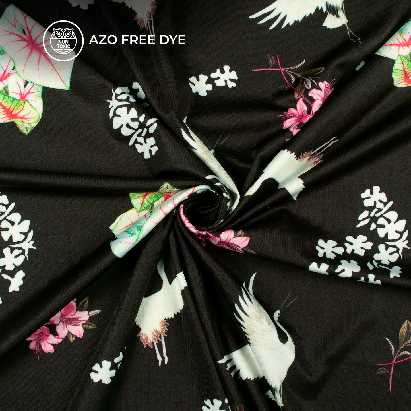 Attractive Bird Digital Print Lycra Fabric (Width 58 Inches)