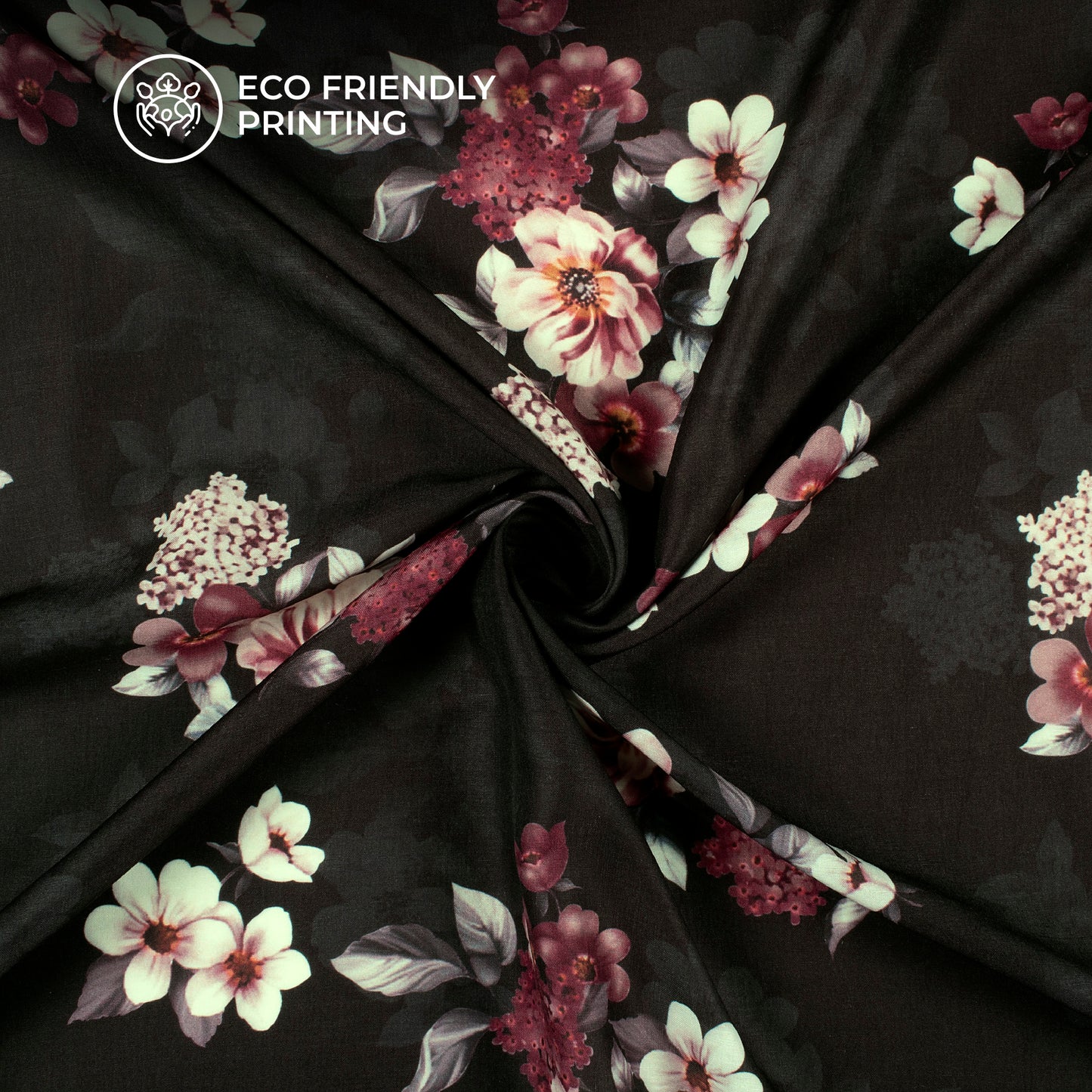 Lovely Off-White Floral Digital Print Muslin Fabric