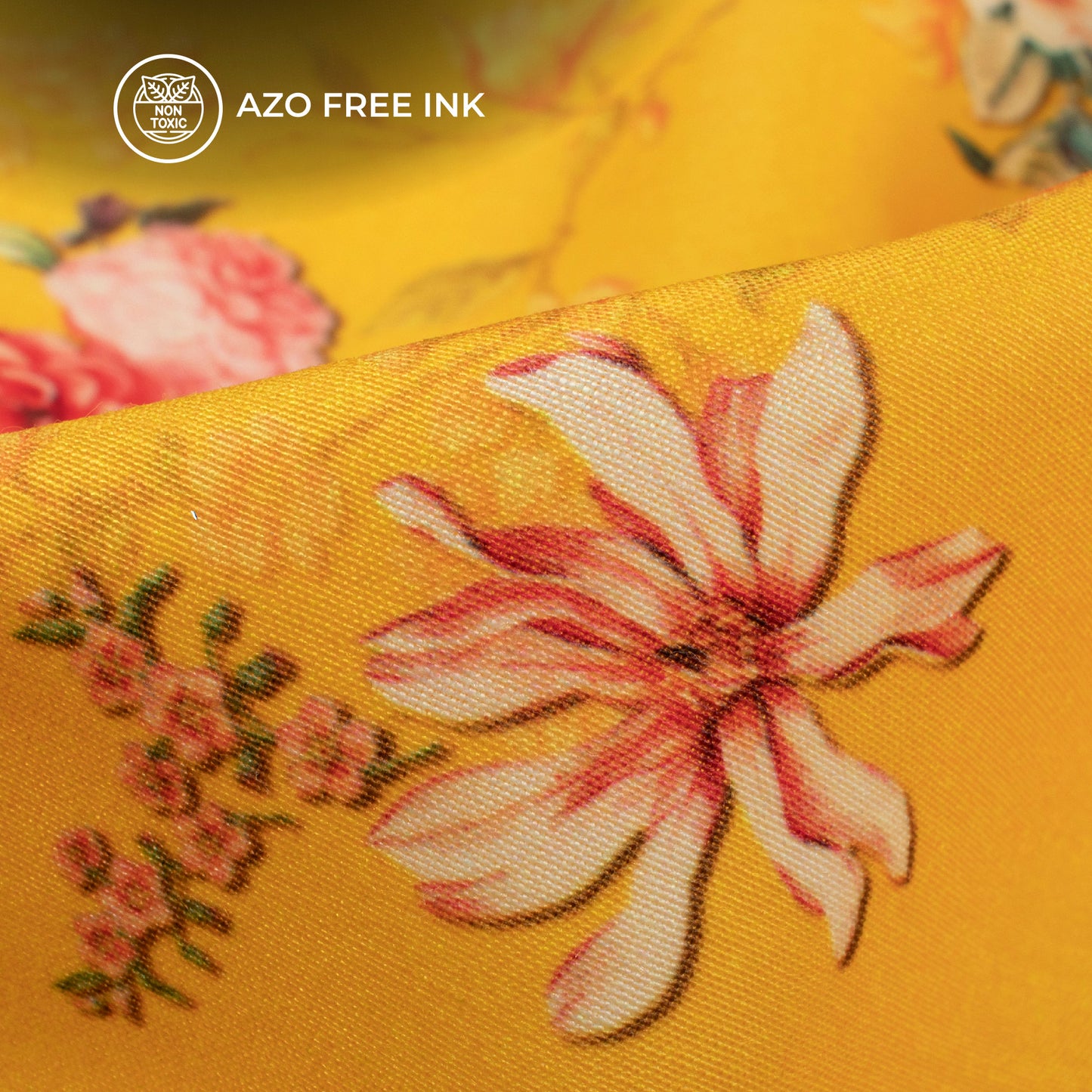 Trendy Peach Floral Digital Print Muslin Fabric