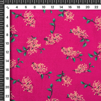 Magenta Pink Floral Digital Print Viscose Uppada Silk Fabric
