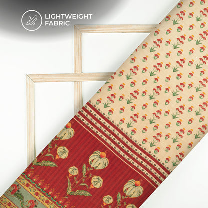 Stunning Mugal Floral Digital Print Viscose Chanderi Fabric