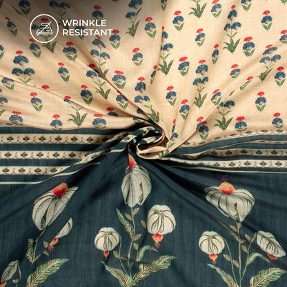 Trendy Mugal Floral Digital Print Viscose Chanderi Fabric
