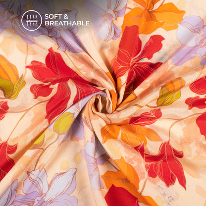 Lovely Floral Digital Print Viscose Muslin Fabric
