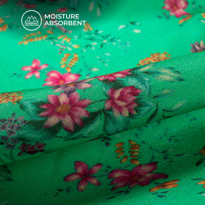 Divine Pink Floral Digital Print Viscose Muslin Fabric
