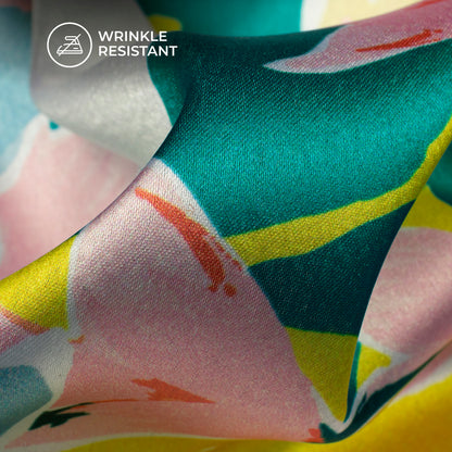 Floral Digital Print Japan Satin Fabric