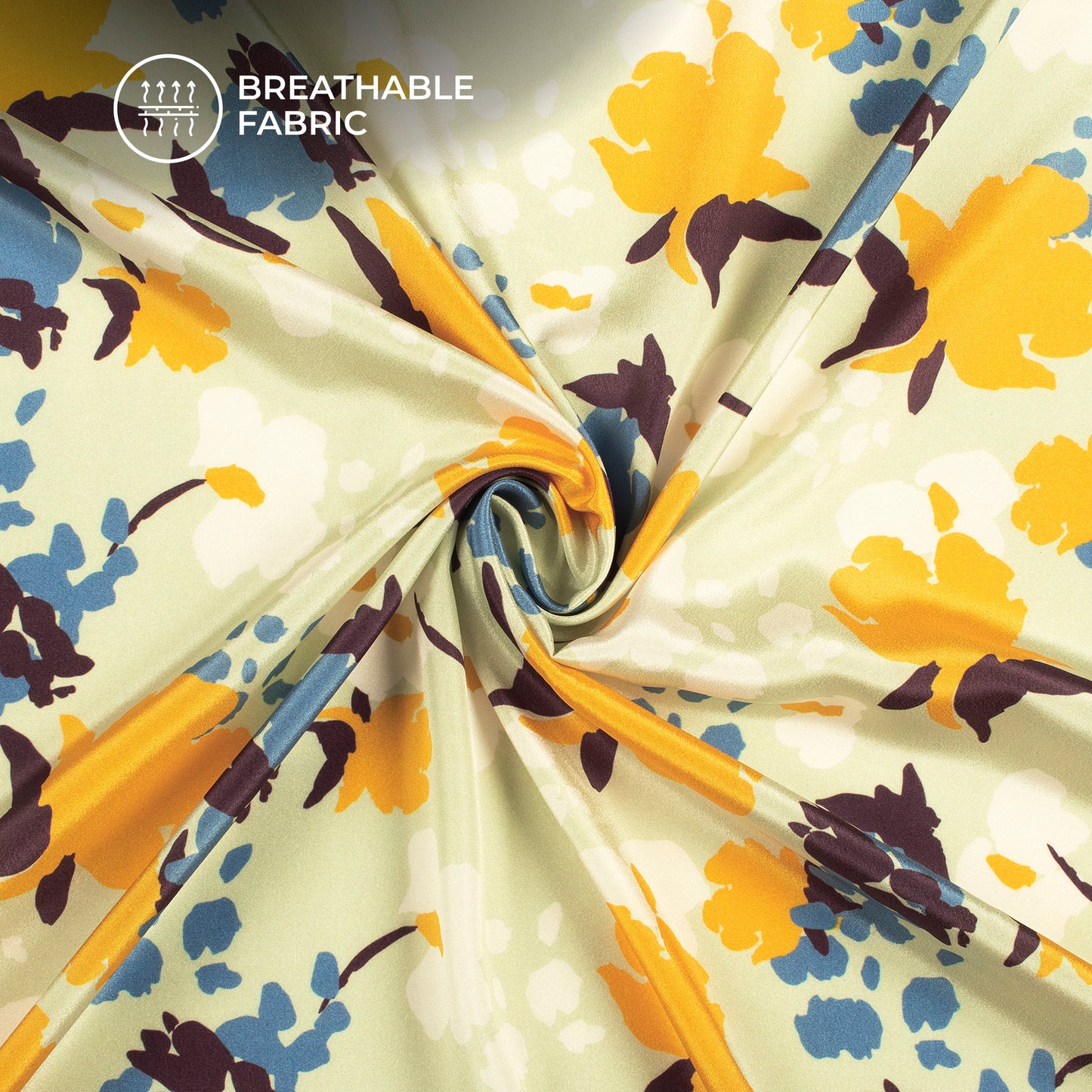 Abstract Floral Digital Print Crepe Silk Fabric
