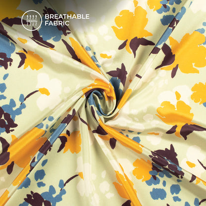 Abstract Floral Digital Print Crepe Silk Fabric