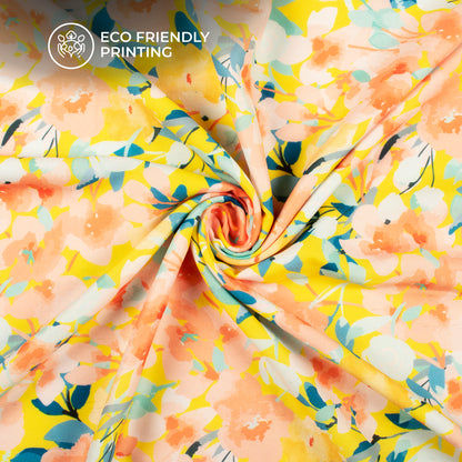 Autumn Floral Digital Print Muslin Fabric
