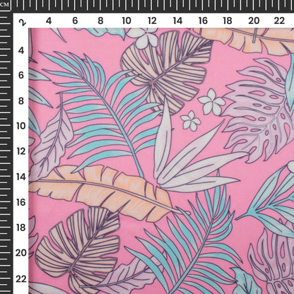 Vintage Leaf Digital Print Organza Satin Fabric