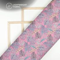 Vintage Leaf Digital Print Organza Satin Fabric