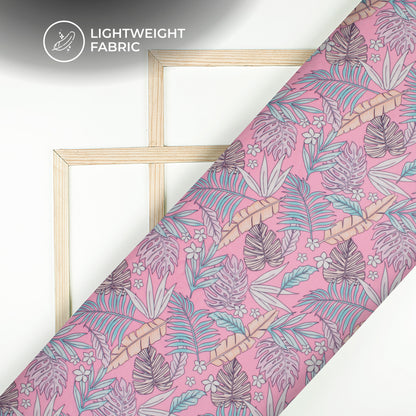 Vintage Leaf Digital Print Organza Satin Fabric