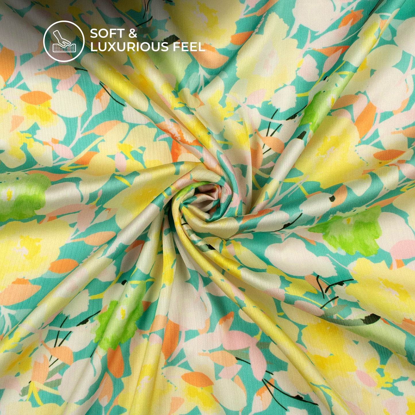 Pastel Floral Digital Print Chiffon Satin Fabric