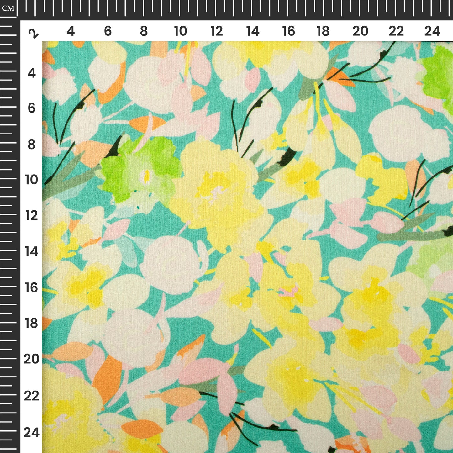 Pastel Floral Digital Print Chiffon Satin Fabric