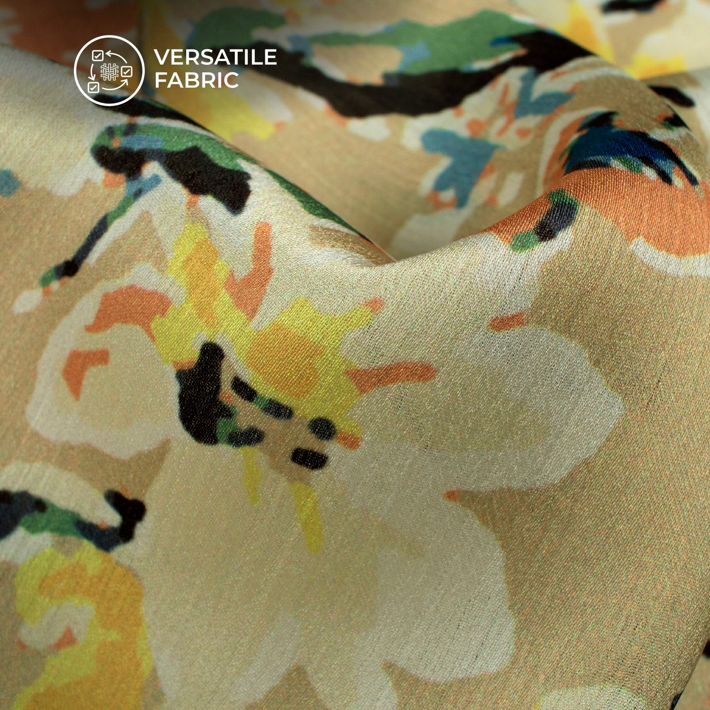 Stunning Floral Digital Print Chiffon Satin Fabric