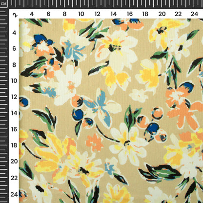 Stunning Floral Digital Print Chiffon Satin Fabric