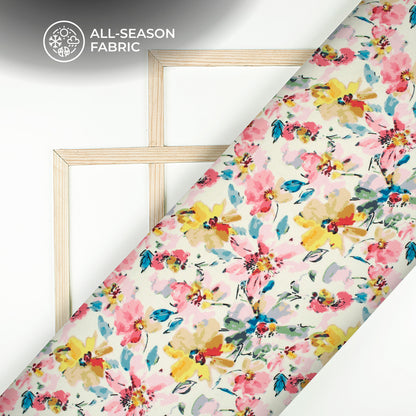 Floral Digital Print Chiffon Satin Fabric