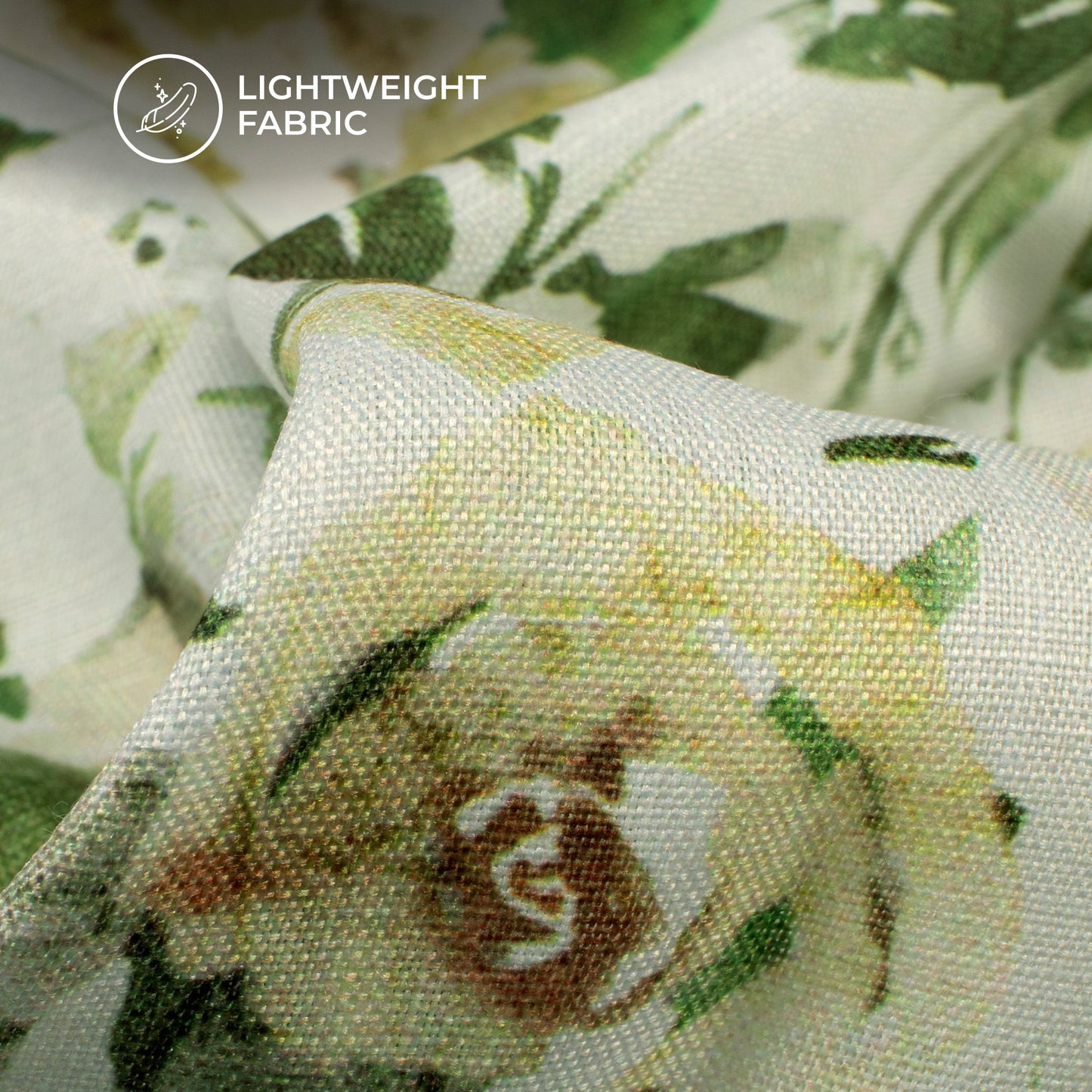 Exclusive Leafage Digital Print Poly Linen Fabric