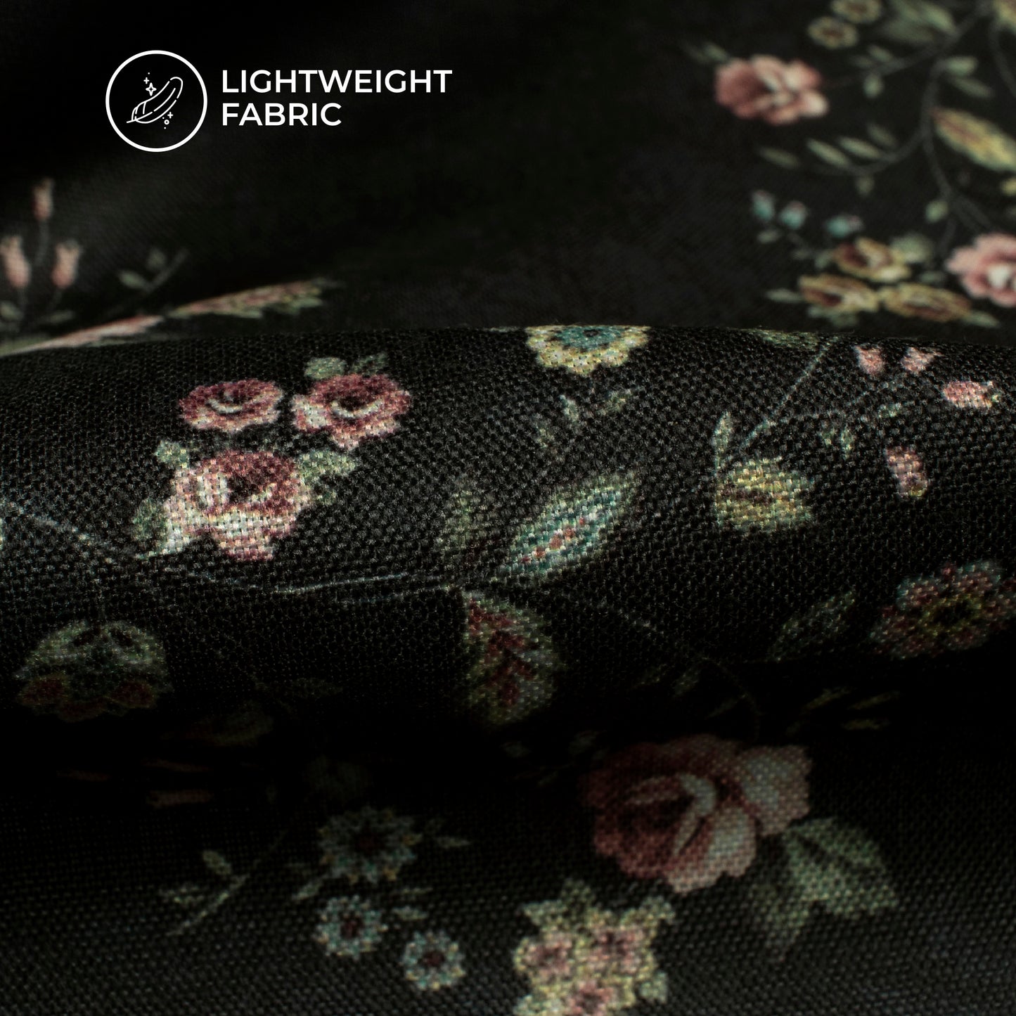 Floral Digital Print Poly Linen Fabric