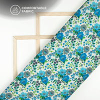 Vintage Floral Digital Print Poly Linen Fabric