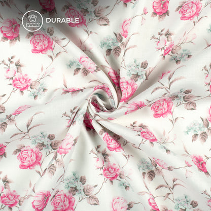 Blushing Floral Digital Print Poly Linen Fabric