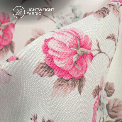 Blushing Floral Digital Print Poly Linen Fabric