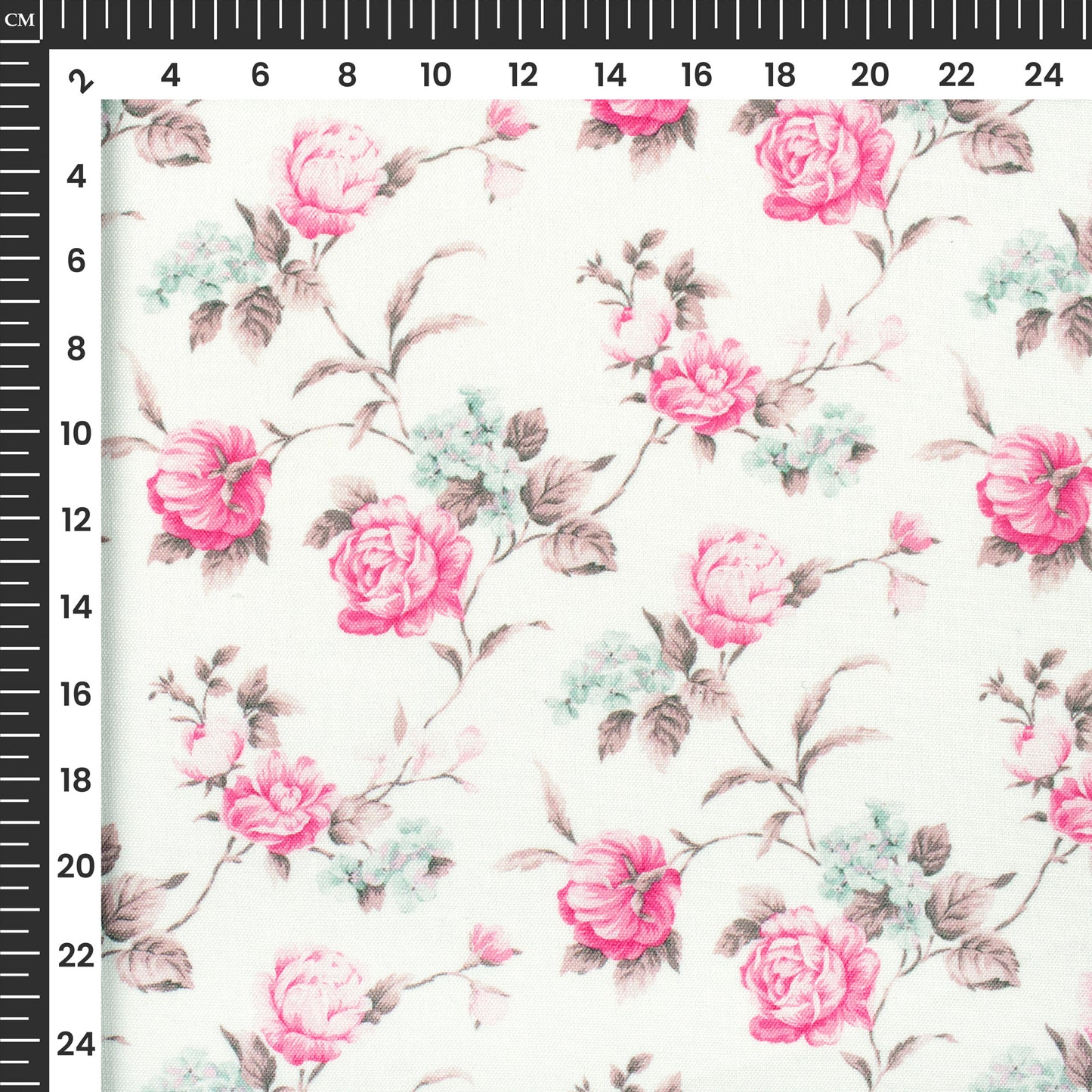 Blushing Floral Digital Print Poly Linen Fabric