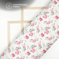 Blushing Floral Digital Print Poly Linen Fabric
