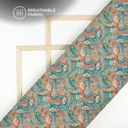 Attractive Paisley Digital Print Crepe Silk Fabric