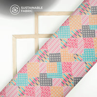 Coloring Geometric Digital Print Poly Chinnon Chiffon Fabric