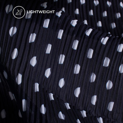 Dark Blue Polka Dots Digital Print Georgette Pleated Fabric