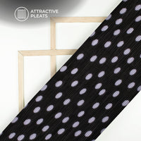 Black Polka Dots Digital Print Georgette Pleated Fabric
