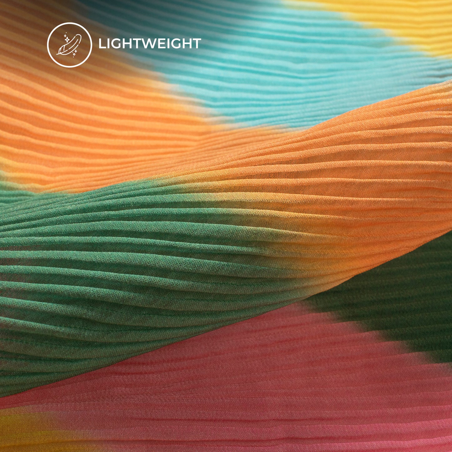 Multi-Color Leheriya Digital Print Georgette Pleated Fabric