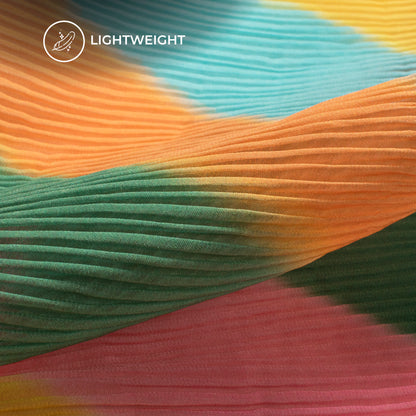 Multi-Color Leheriya Digital Print Georgette Pleated Fabric