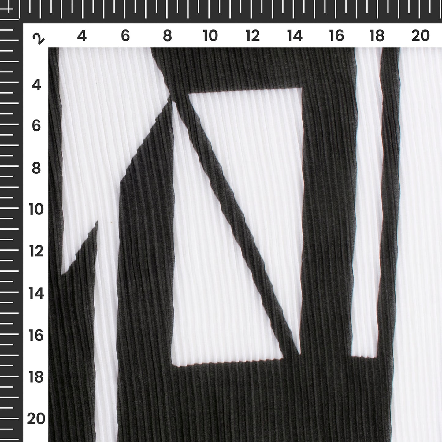 Black Geometrical Digital Print Georgette Pleated Fabric