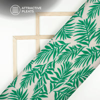 Kelly Green Leaf Digital Print Georgette Pleated Fabric