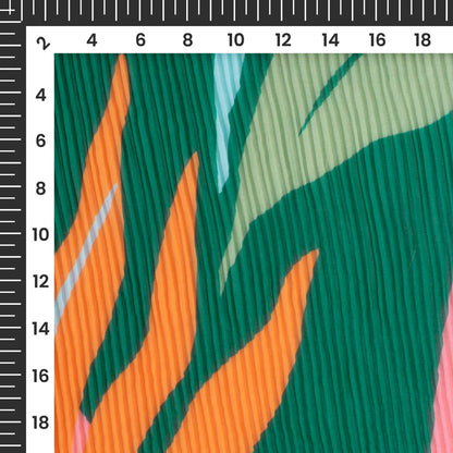 Multi-Color Abstract Digital Print Georgette Pleated Fabric