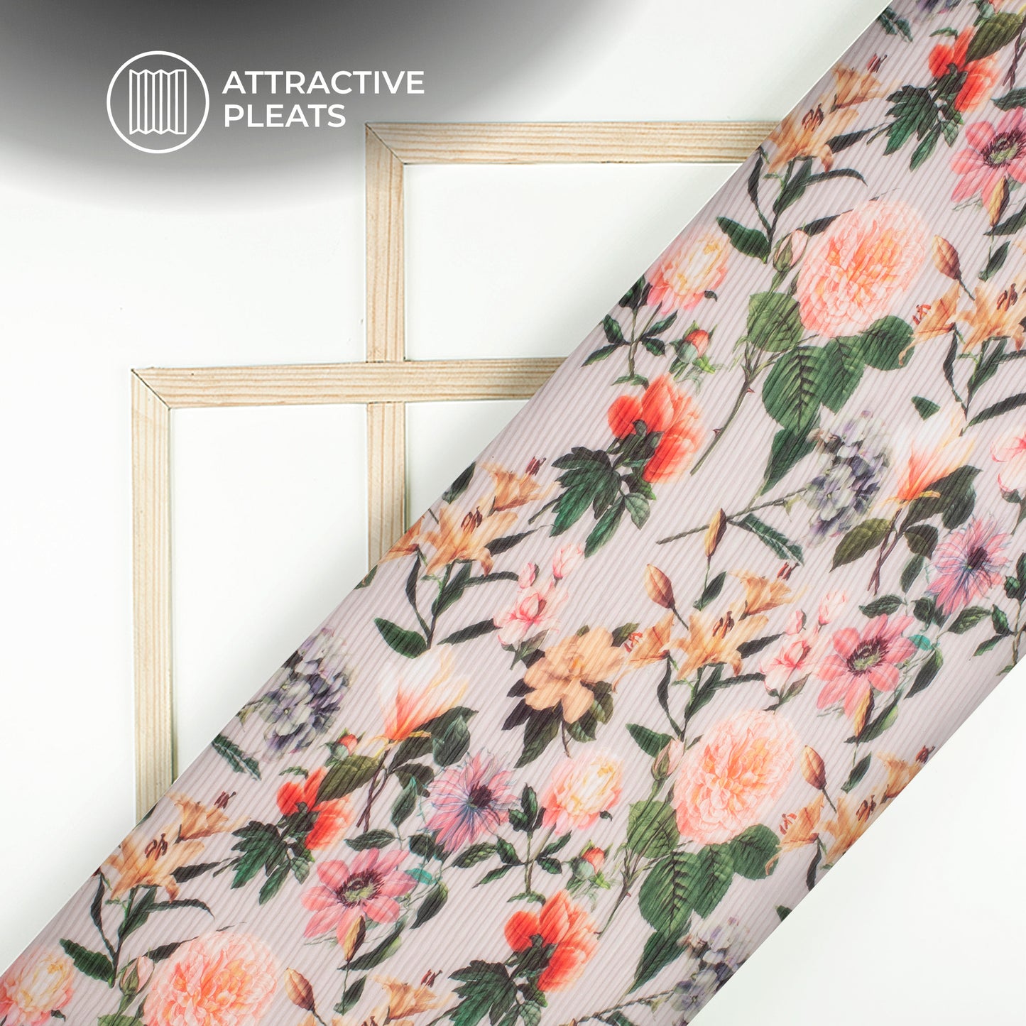 Pastel Pick Floral Digital Print Georgette Pleated Fabric