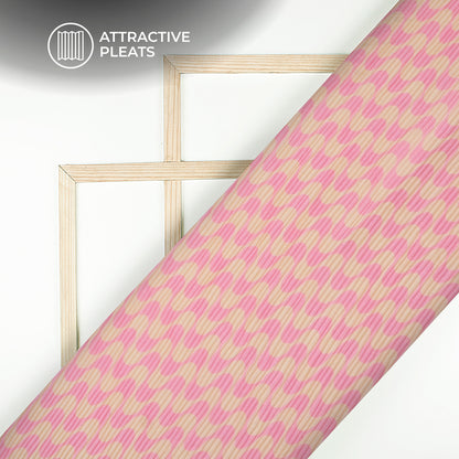 Hot Pink Leheriya Digital Print Georgette Pleated Fabric