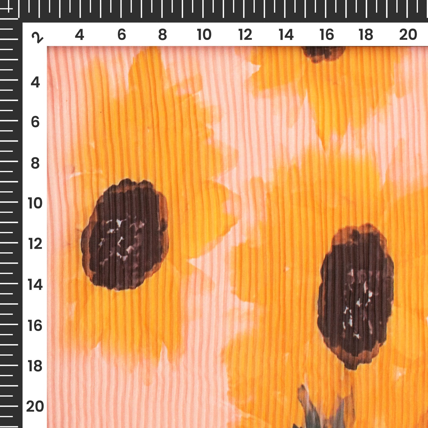 Yellow Floral Digital Print Georgette Pleated Fabric