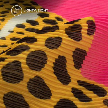 Deep Pink Leopard Digital Print Georgette Pleated Fabric